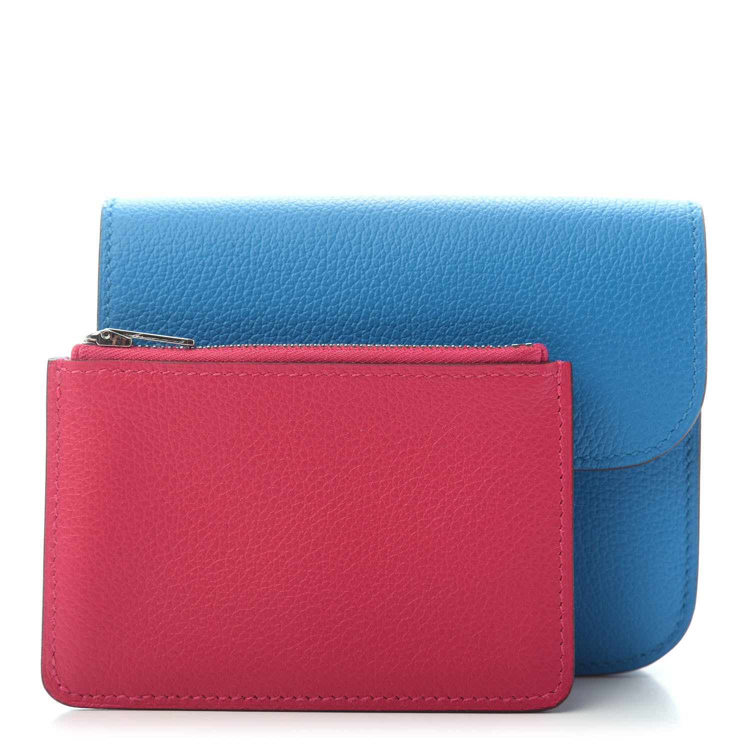Hermes Evercolor Bi-Color Constance Slim Wallet Bleu Frida Rose Mexico 2 of 5