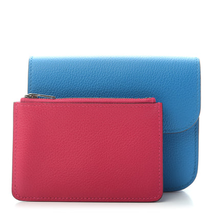 Hermes Evercolor Bi-Color Constance Slim Wallet Bleu Frida Rose Mexico 2 of 5