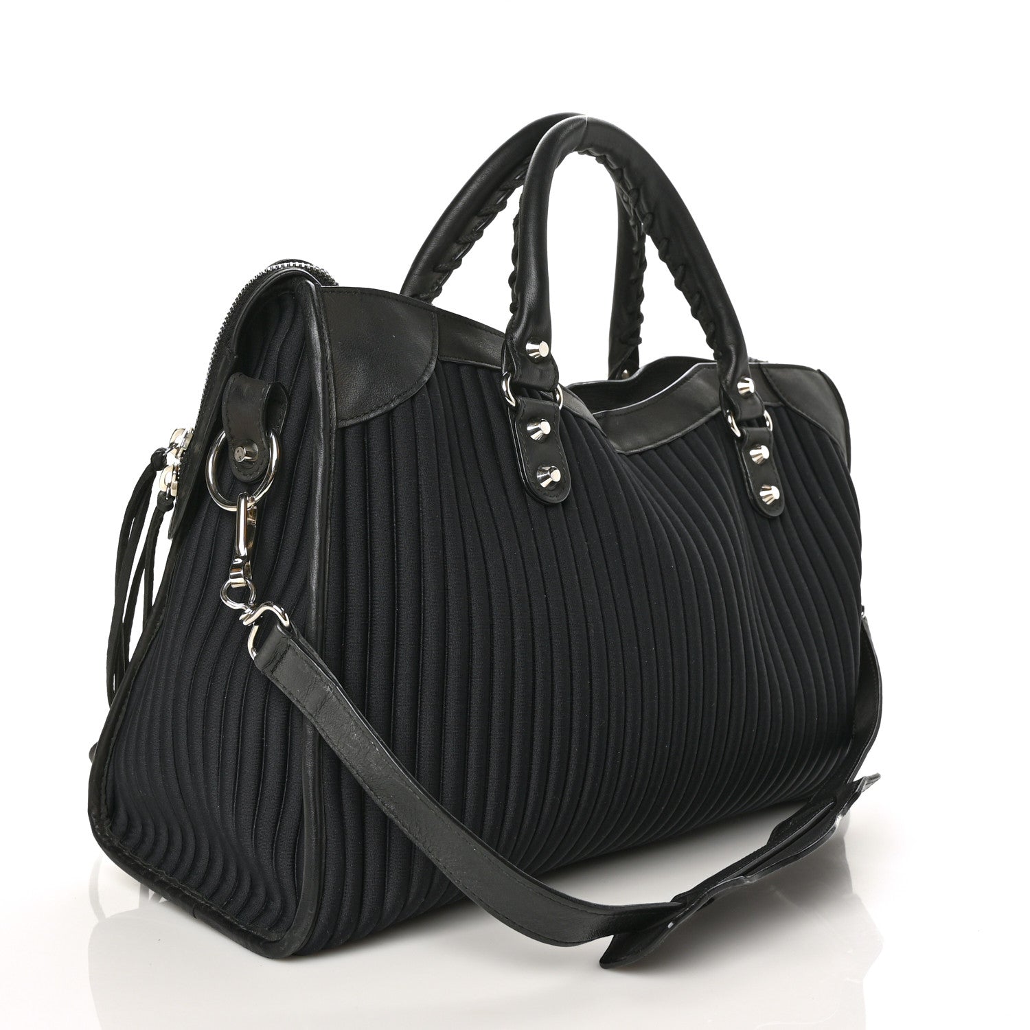 Balenciaga Ribbed Neoprene Classic Silver Hardware City Black 3 of 8