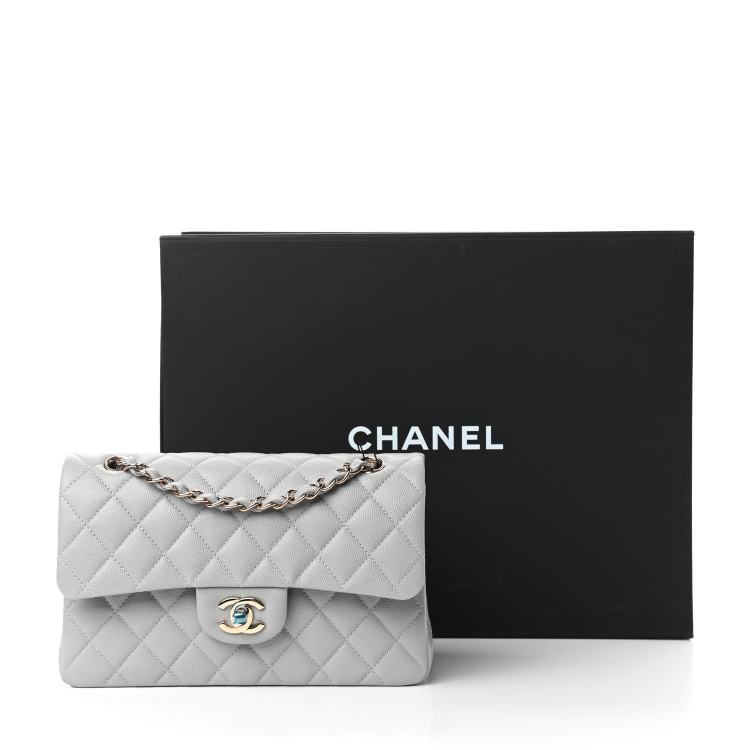 Chanel Caviar Quilted Small Double Flap Grey 11 of 11