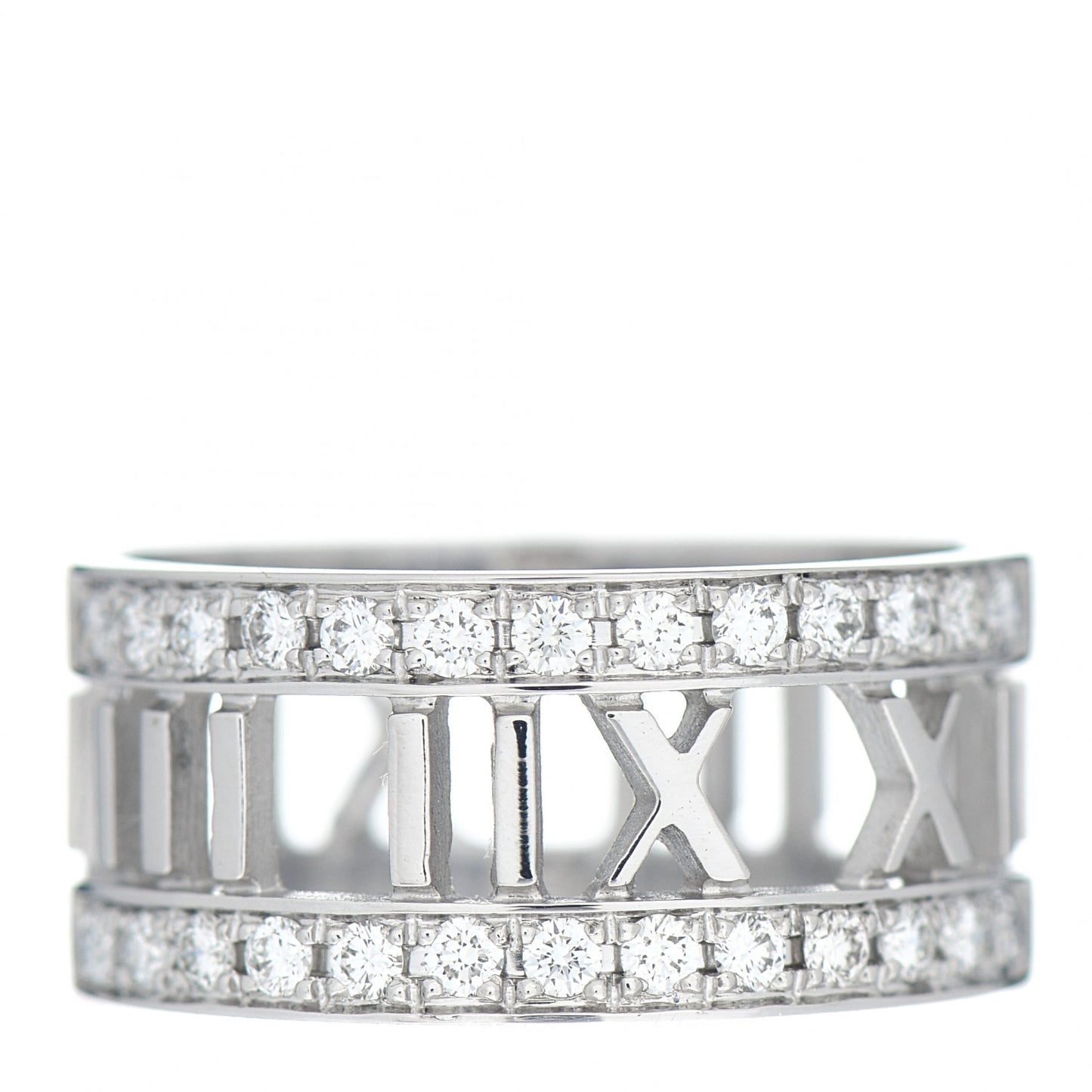 18K White Gold Diamond Wide Atlas Open Ring 56 7.5