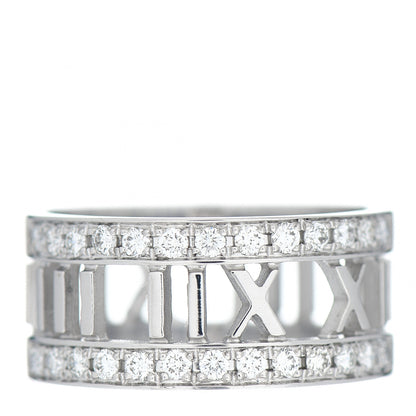 Tiffany 18K White Gold Diamond Wide Atlas Open Ring 56 7.5 1 of 5