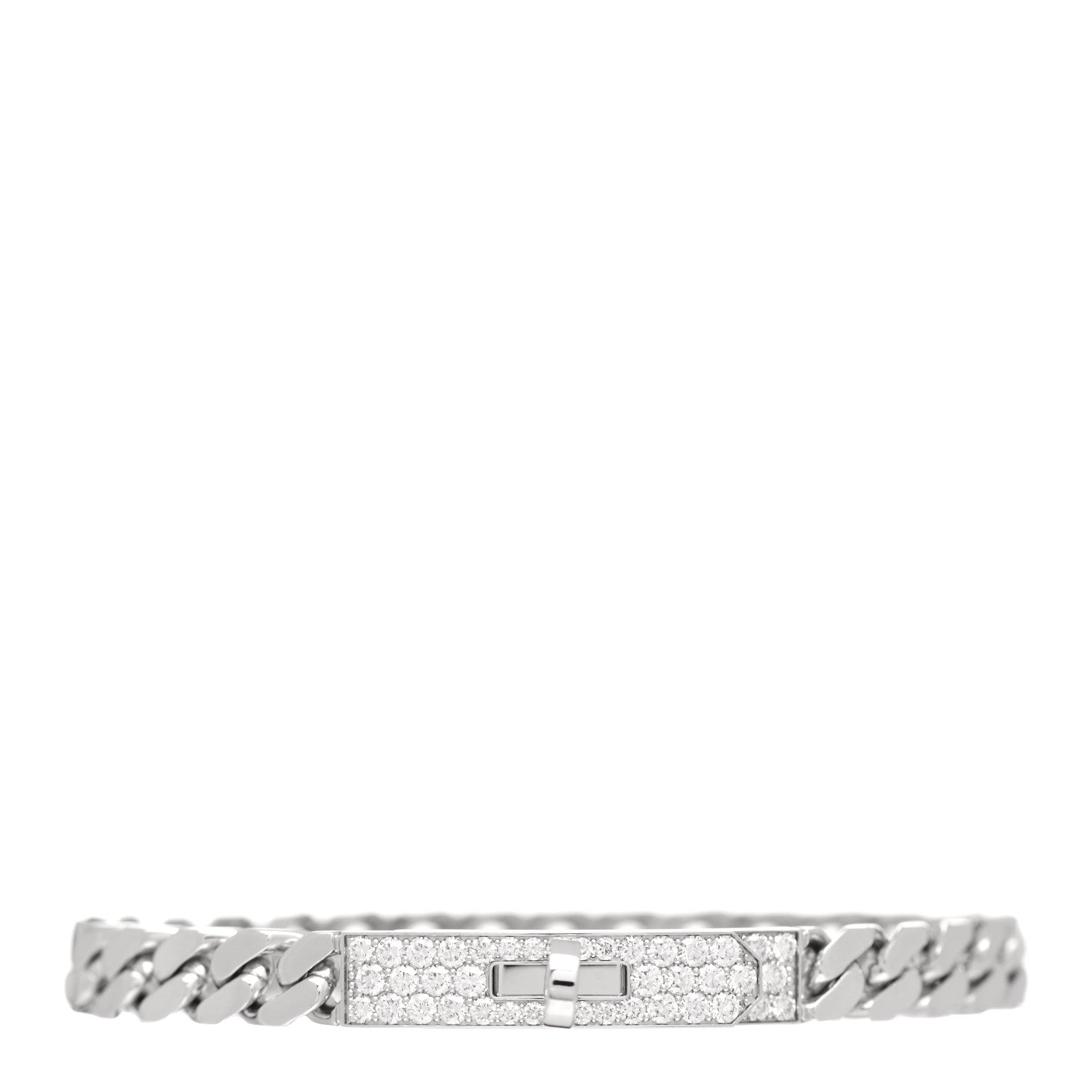 Hermes 18K White Gold Diamond TPM Kelly Gourmette Bracelet SH 1 of 5