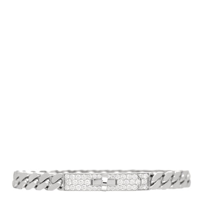 Hermes 18K White Gold Diamond TPM Kelly Gourmette Bracelet SH 1 of 5