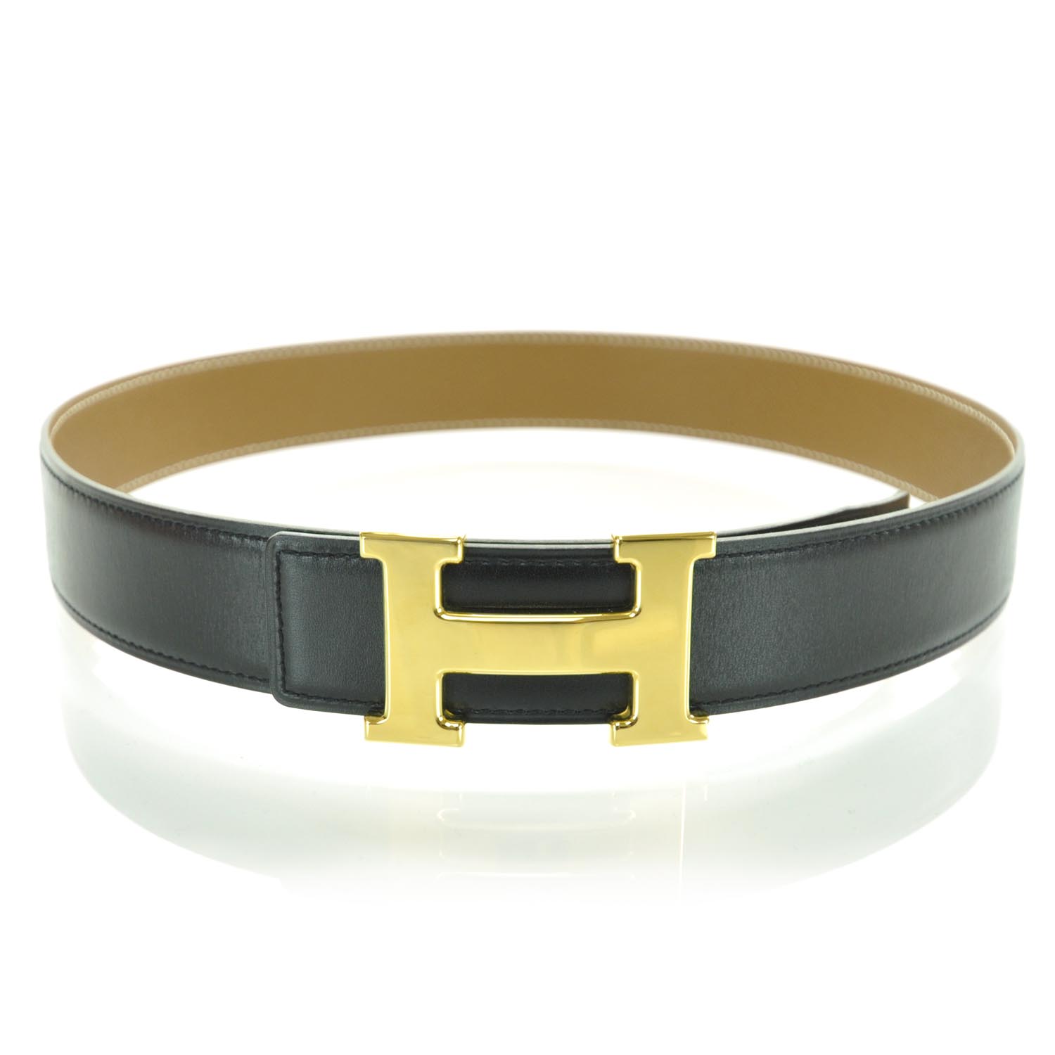 Hermes Box Epsom Leather Reversible H Belt 70 Noir Gold 1 of 5