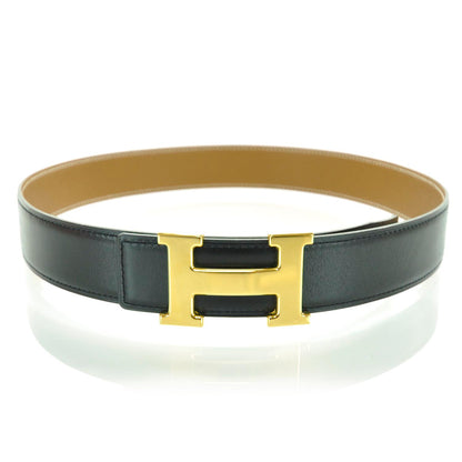 Hermes Box Epsom Leather Reversible H Belt 70 Noir Gold 1 of 5