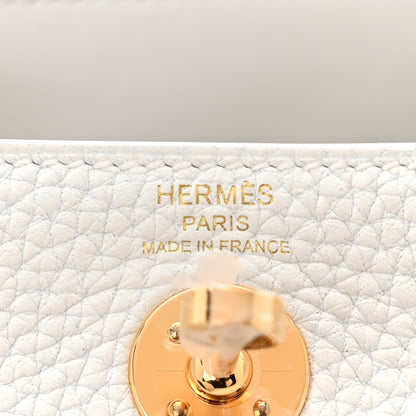 Hermes Taurillon Clemence Mini Lindy 20 New White 6 of 11