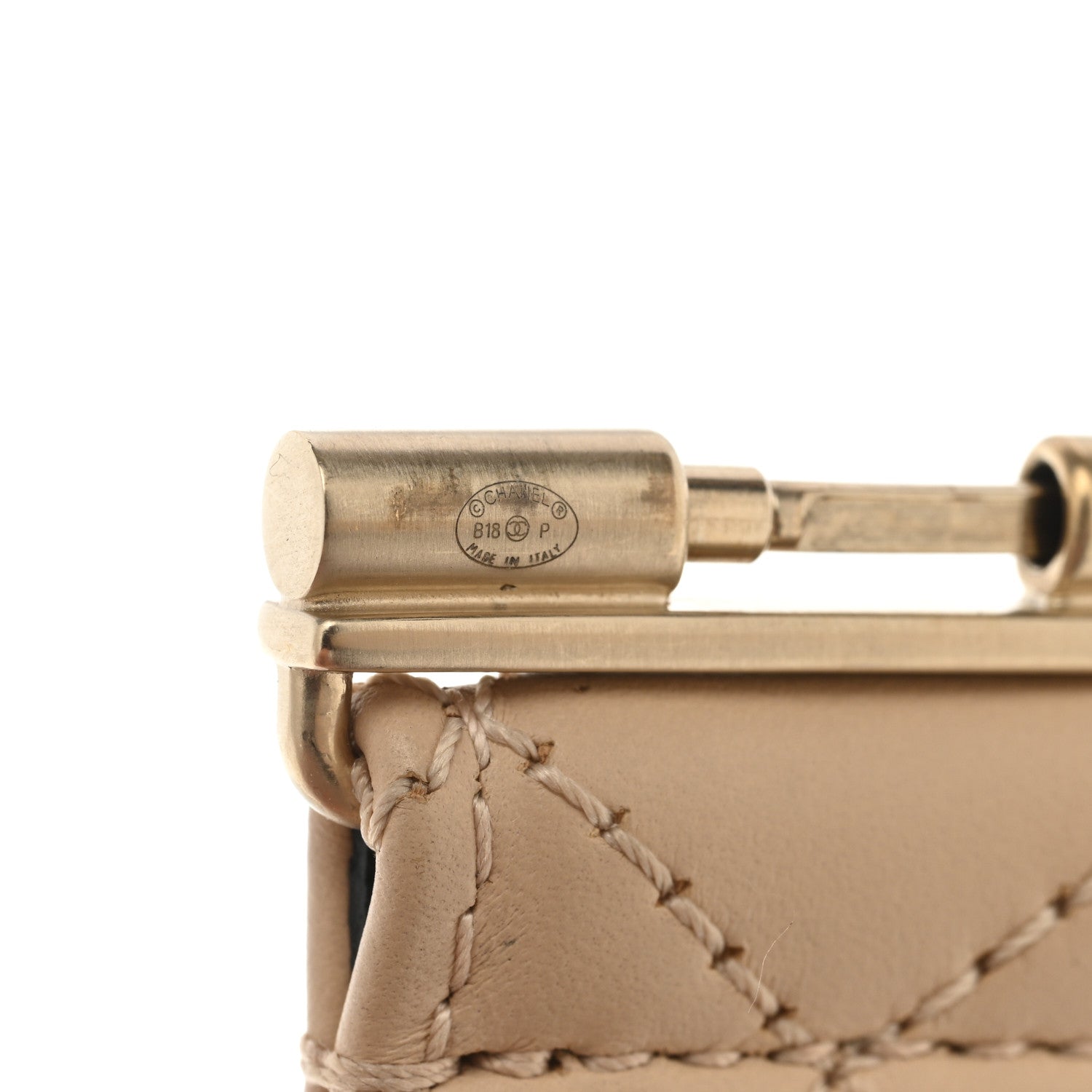 Chanel Lambskin Quilted Pearl CC Cuff Bracelet Beige 4 of 5