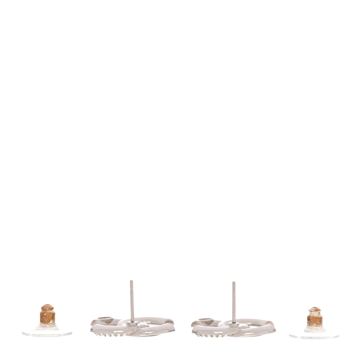 Crystal Enamel CC Earrings Silver Black