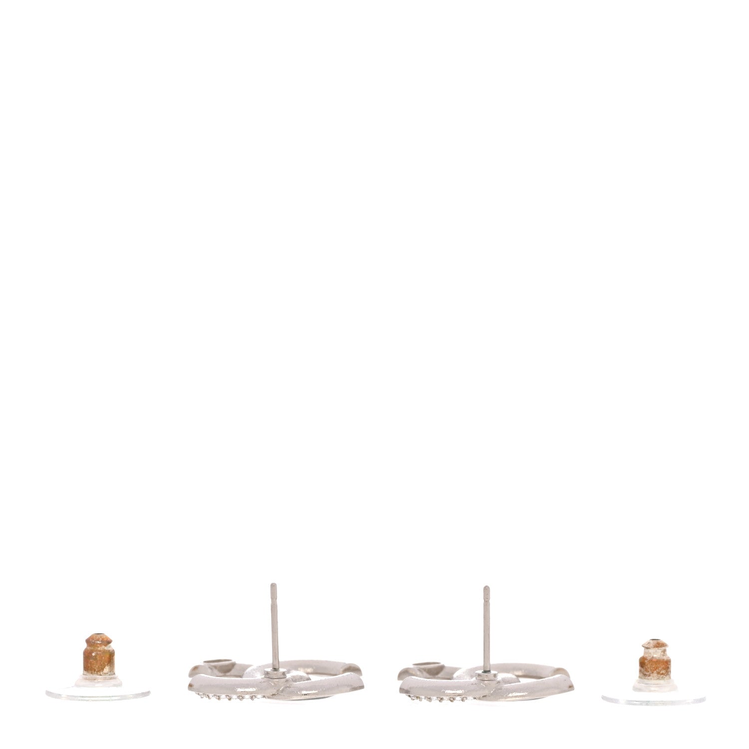 Chanel Crystal Enamel CC Earrings Silver Black 3 of 5