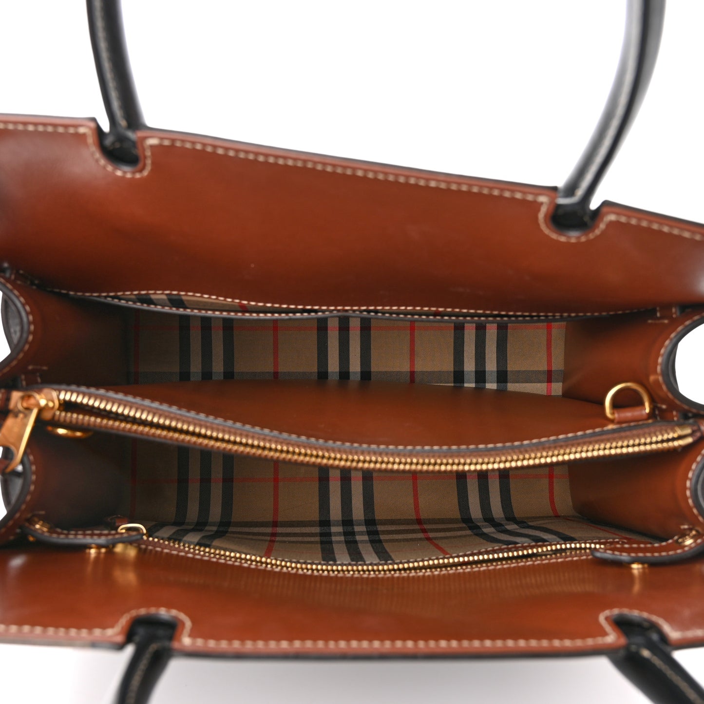 Calfskin Vintage Check Small Two Handle Title Bag Black