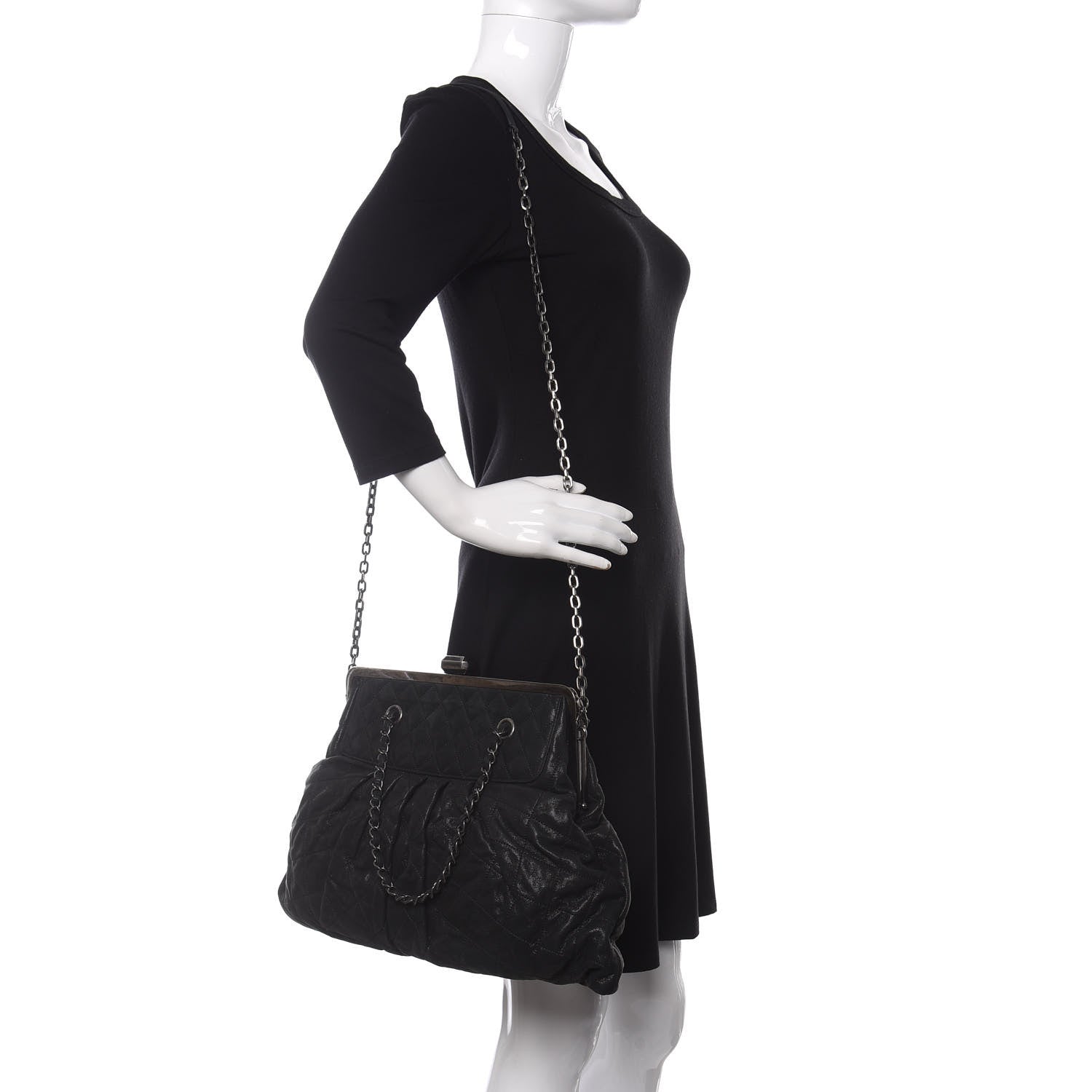 Chanel Iridescent Calfskin Chic Quilt Frame Tote Black 2 of 10