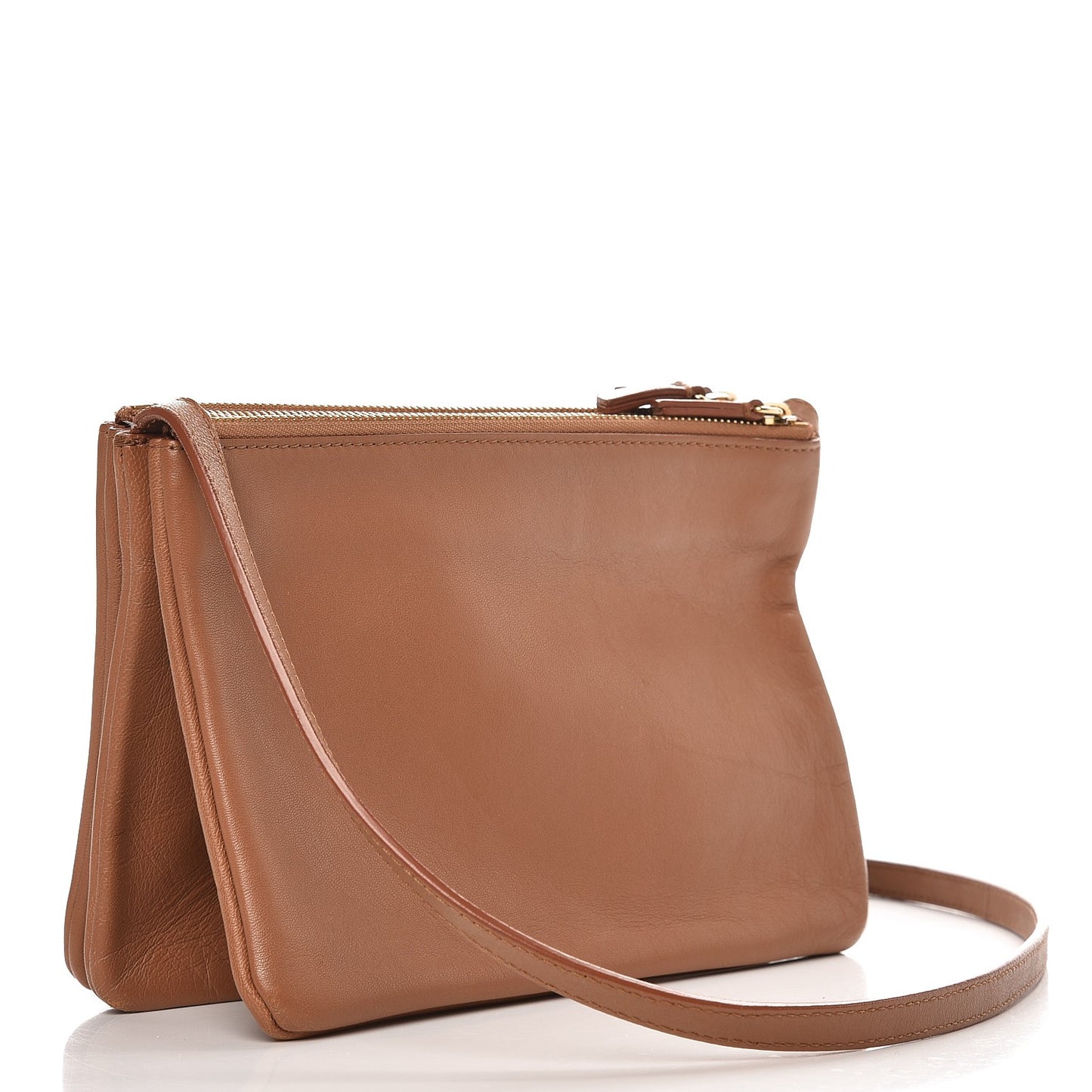 Lambskin Small Trio Crossbody Bag Tan