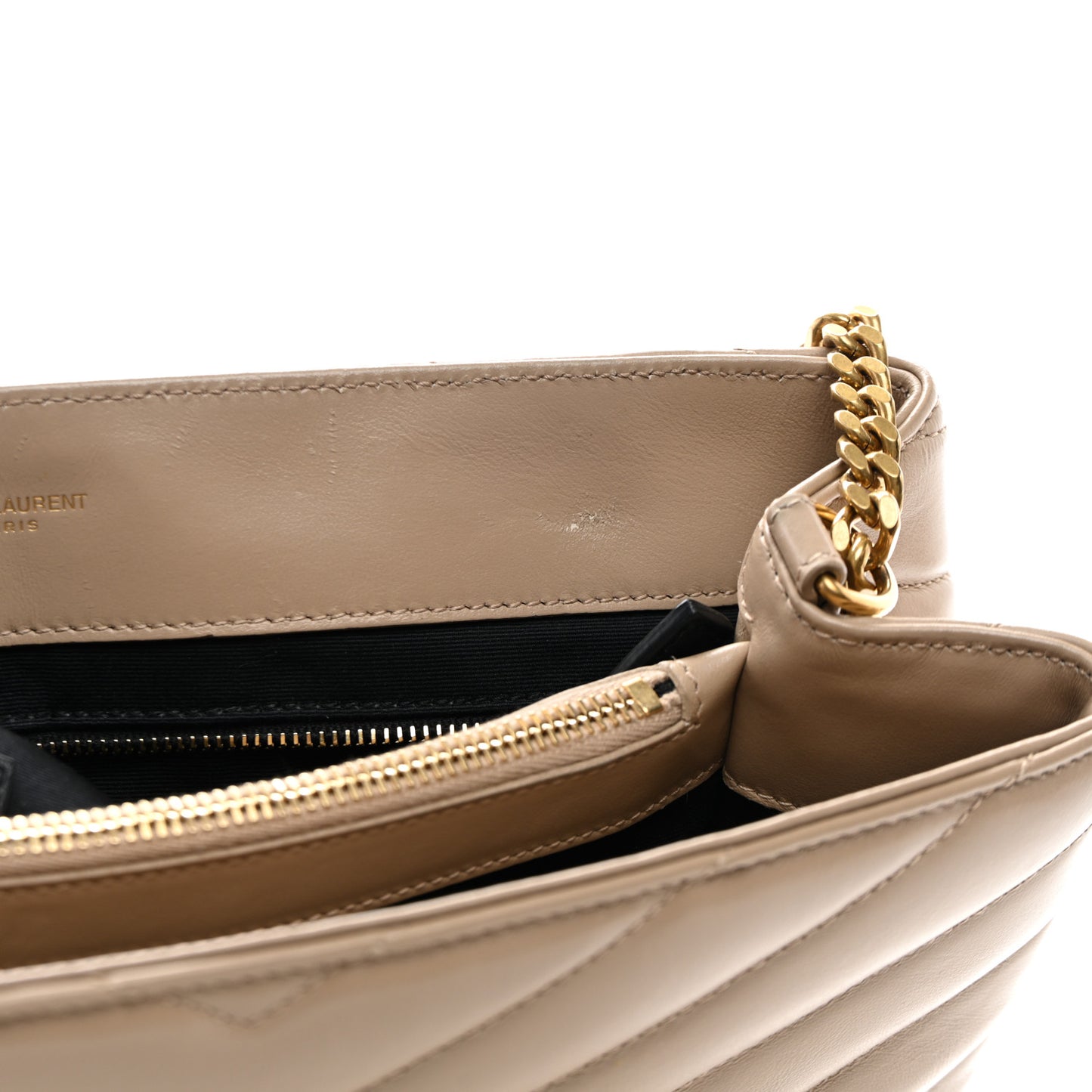 Calfskin Y Quilted Monogram Medium Loulou Chain Satchel Dark Beige
