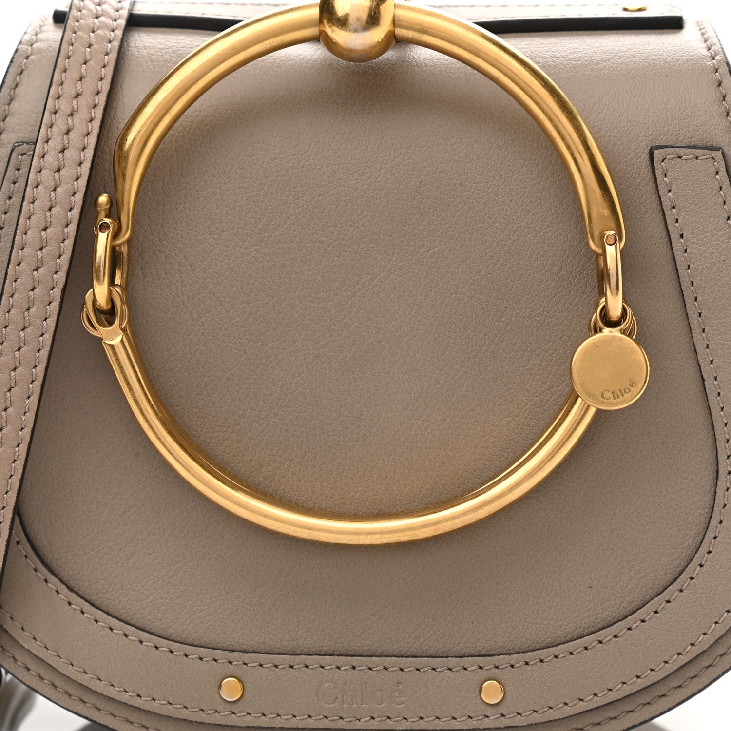 Chloe Calfskin Suede Small Nile Bracelet Bag Motty Grey 8 of 11