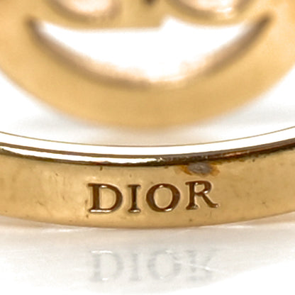 Christian Dior Metal Crystal Round CD Ring M 50 5.25 Gold 4 of 5