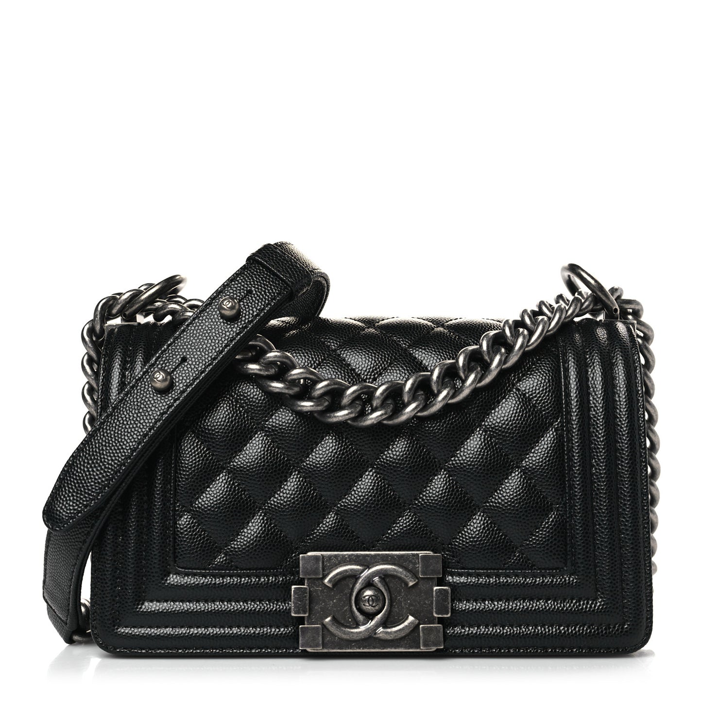 Caviar Quilted Small Boy Flap Black