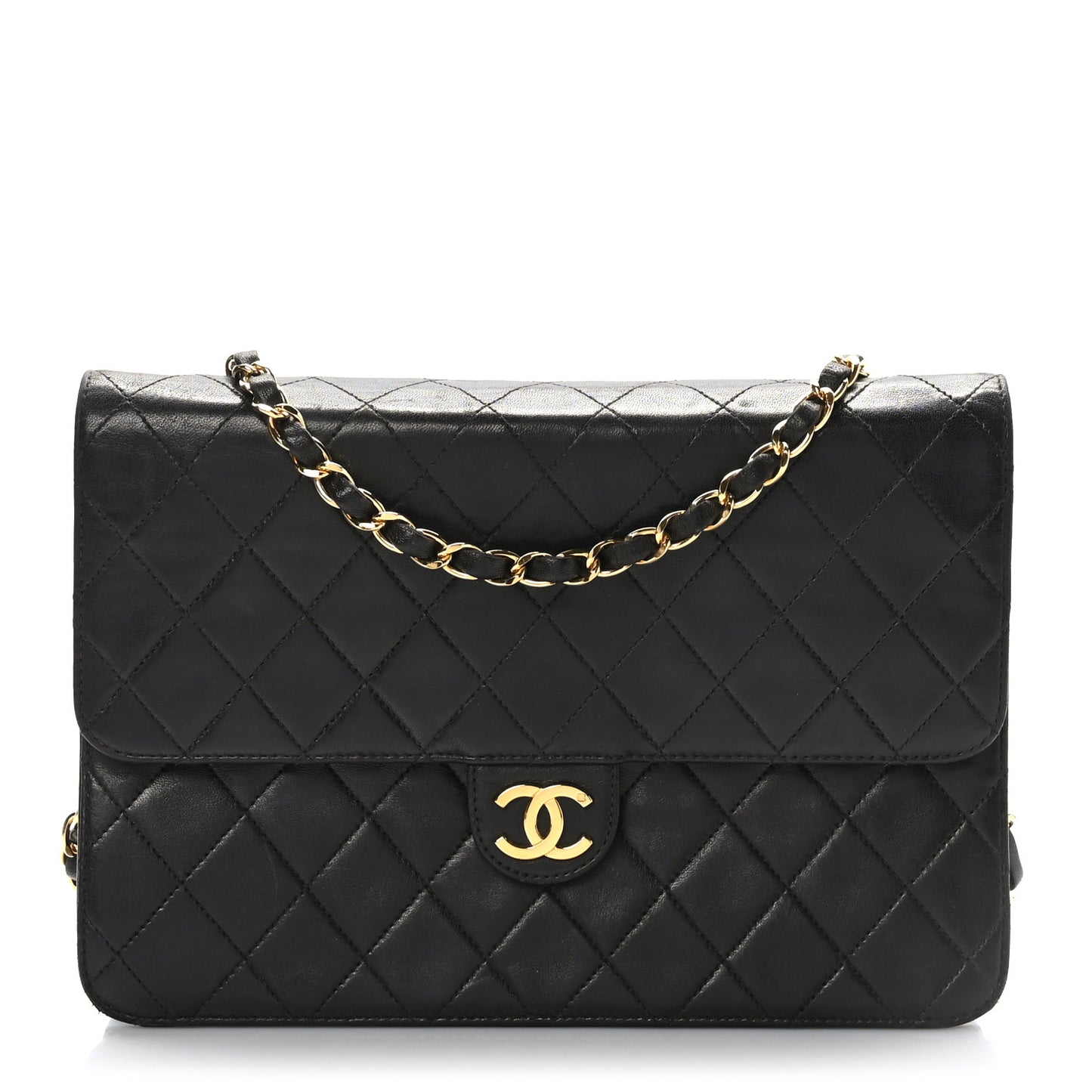 Lambskin Quilted Medium Single Flap Black