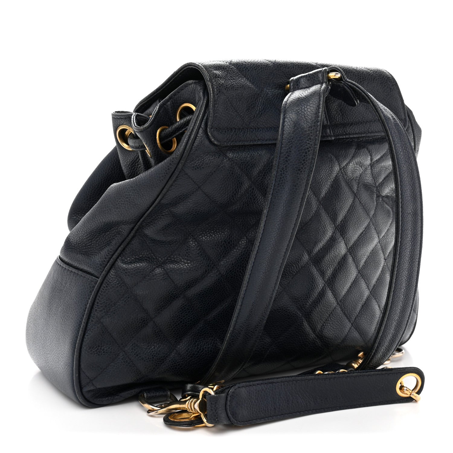Chanel Caviar Quilted CC Drawstring Backpack Navy 2 of 14