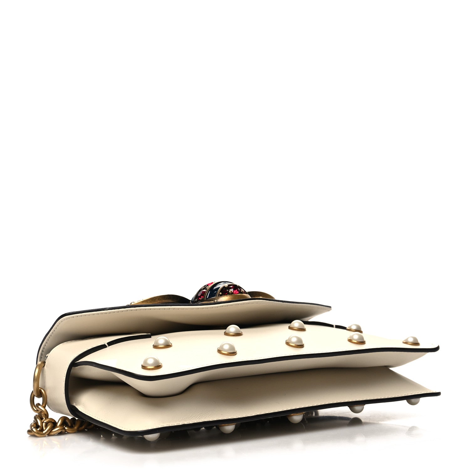 Gucci Nappa Pearl Studded Mini Queen Margaret Broadway Shoulder Bag Mystic White 4 of 11
