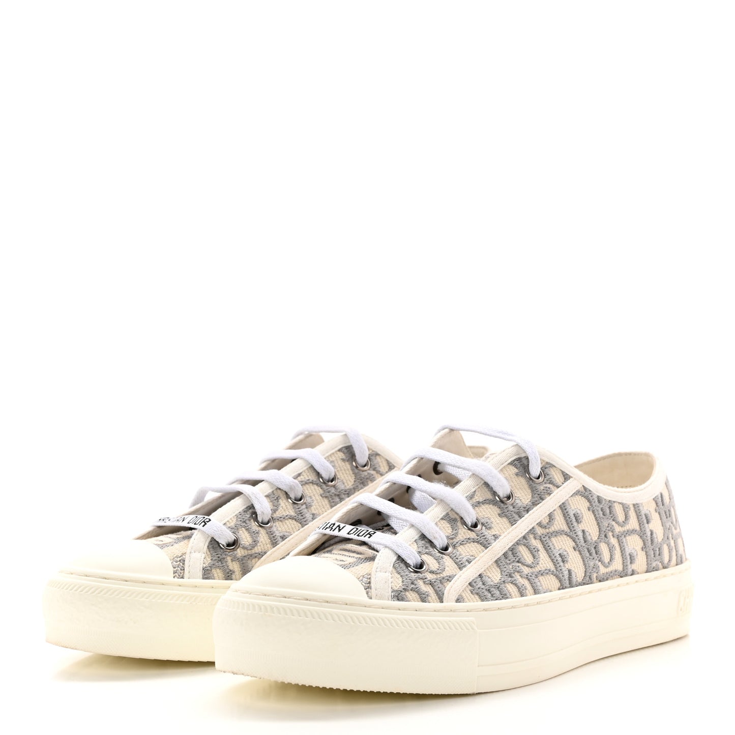 Canvas Oblique Walk'N'Dior Low Top Sneakers 37 Grey Stone