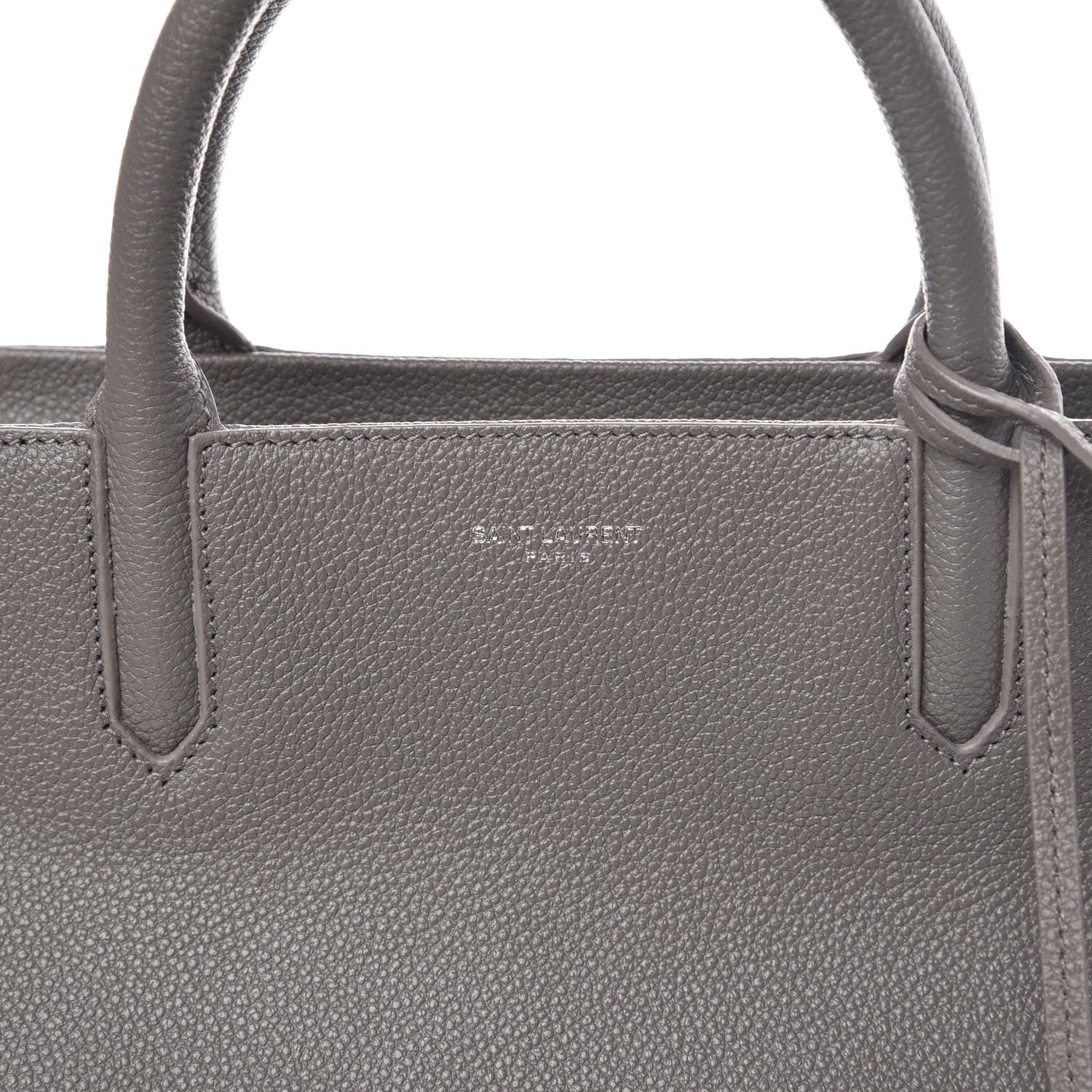 Saint Laurent Grained Calfskin Small Cabas Rive Gauche Fog 7 of 14