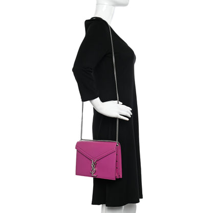 Saint Laurent Smooth Calfskin Monogram Cassandra Clasp Bag Electric Fuchsia 2 of 9