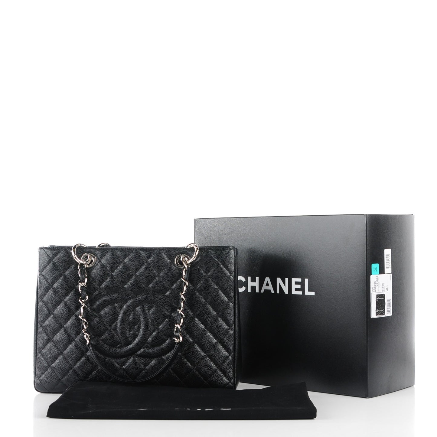 Caviar Quilted Grand Shopping Tote GST Black