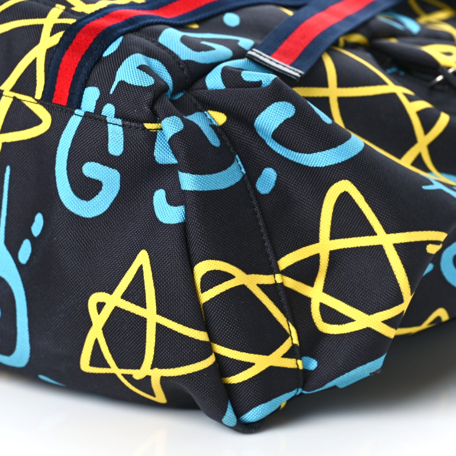 Gucci Techno Canvas GucciGhost Double Buckle Backpack Black New Acquamarine 9 of 10