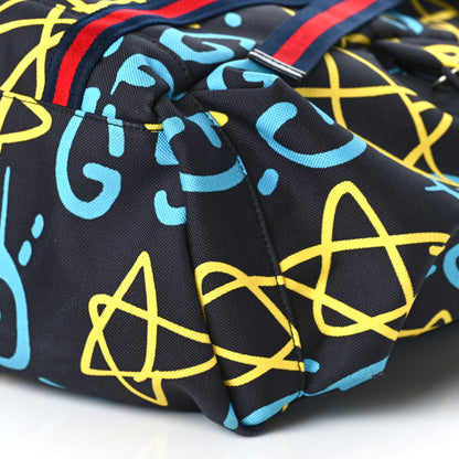 Gucci Techno Canvas GucciGhost Double Buckle Backpack Black New Acquamarine 9 of 10