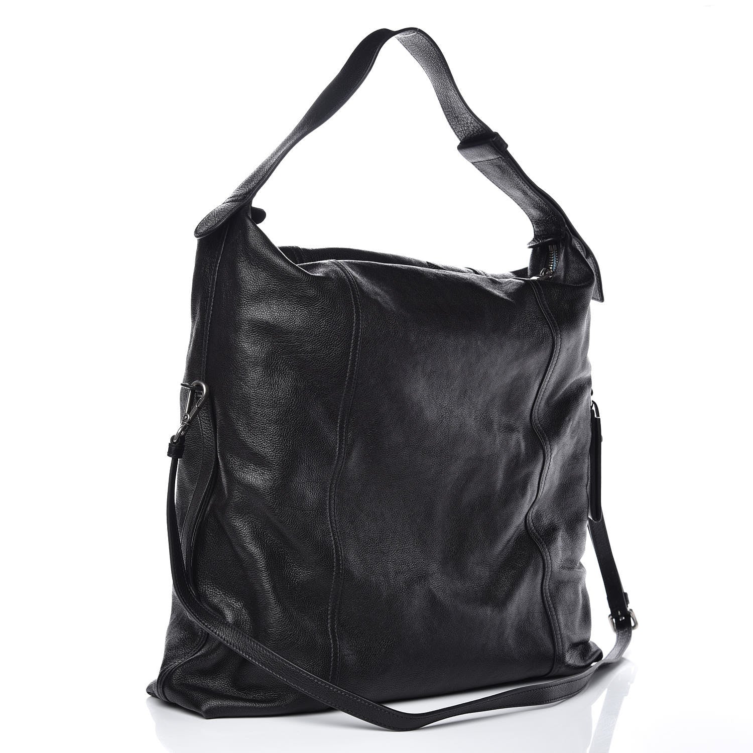 Prada Glace Calf Etiquette Hobo Black 3 of 10