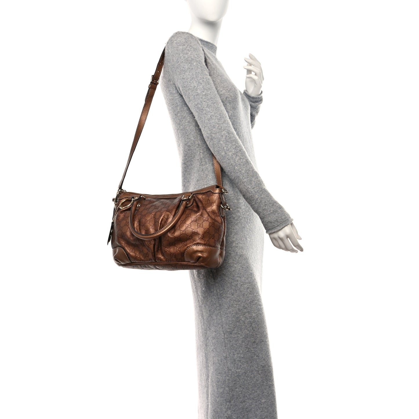 Metallic Soft Guccissima Medium Sukey Top Handle Bag Bronze