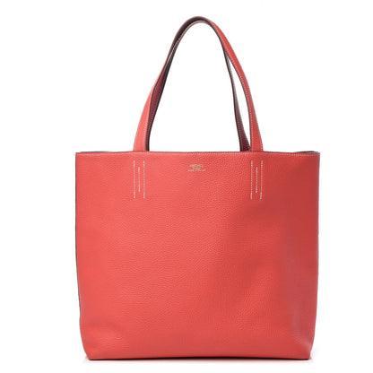 Hermes Taurillon Clemence Double Sens 45 Reversible Tote Rubis Bougainvillea 1 of 12