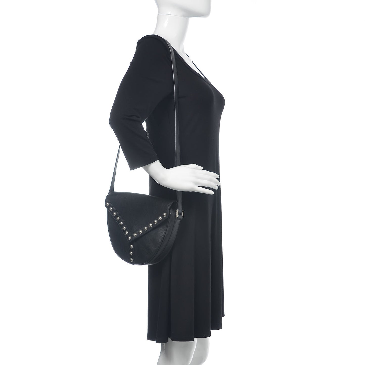 Calfskin Y Studs Crossbody Bag Black