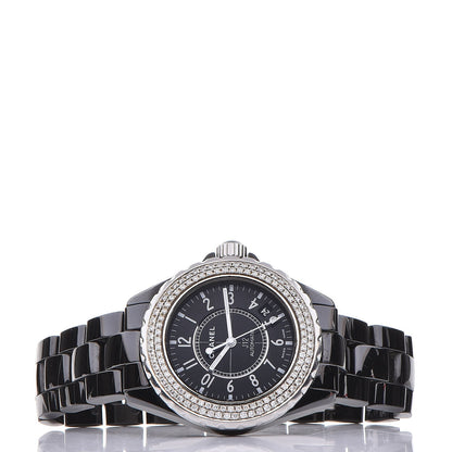 Chanel Stainless Steel Ceramic Diamond Pave Bezel 38mm J12 Automatic Watch Black 3 of 7