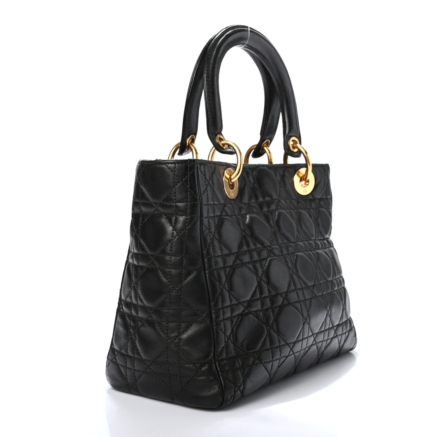 Christian Dior Lambskin Cannage Medium Lady Dior Black 2 of 9