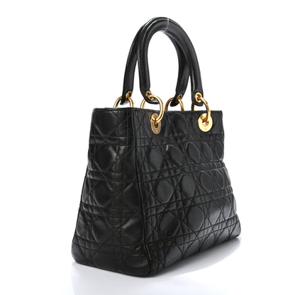 Christian Dior Lambskin Cannage Medium Lady Dior Black 2 of 9
