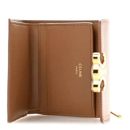 Celine Calfskin Compact Triomphe Wallet With Coin Purse Bronze 6 of 9