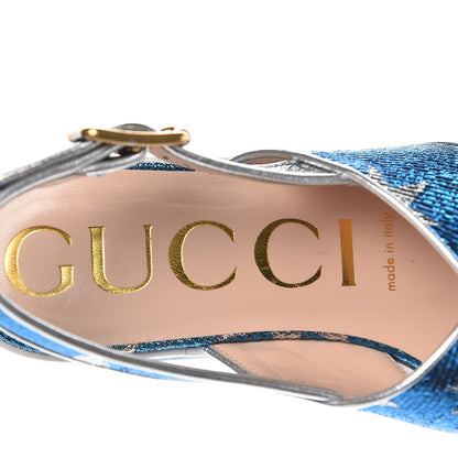 Gucci Lurex Starry Sky Crossover Platform Sandals 37.5 Bleuette Silver 6 of 8