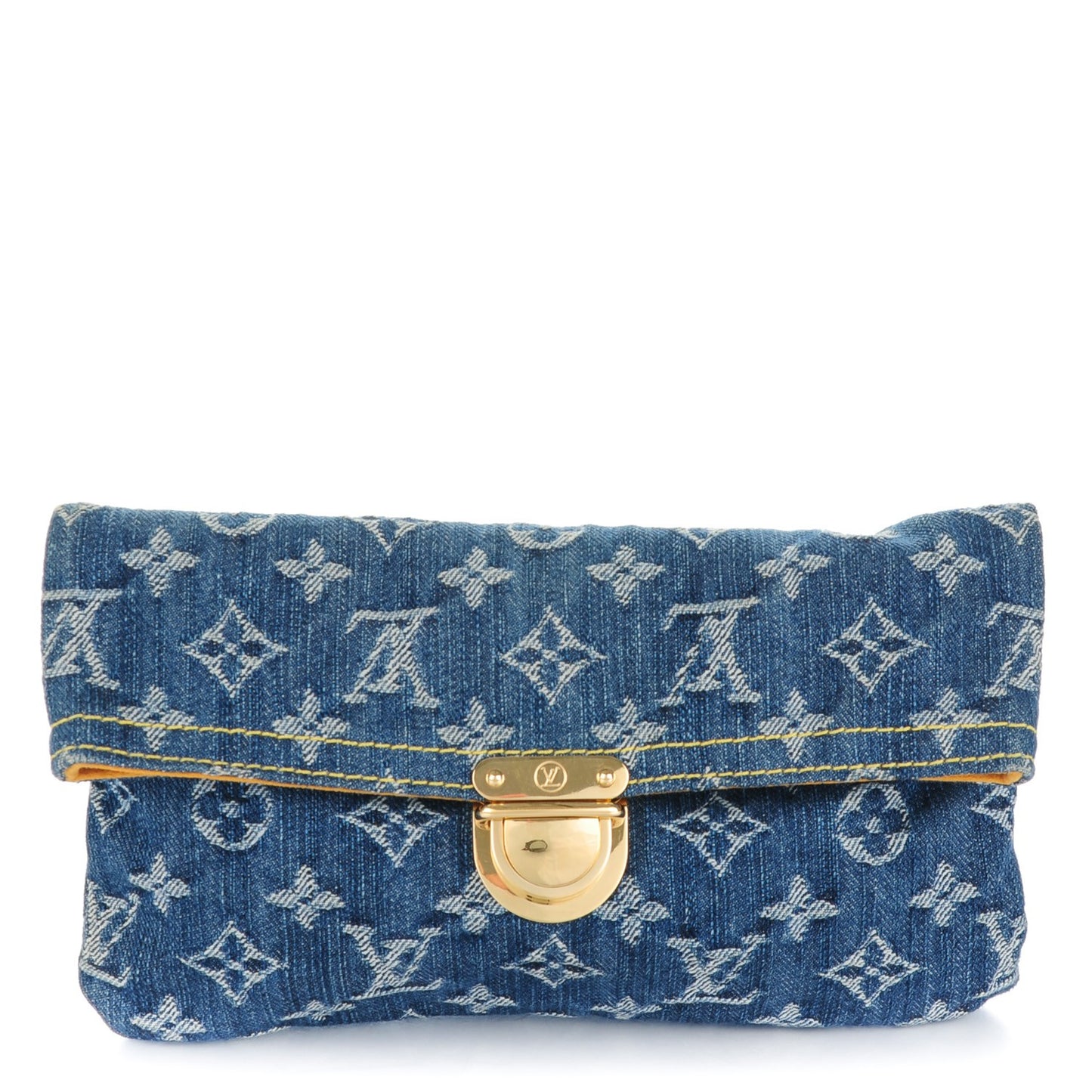 Monogram Denim Pochette Plat Clutch Blue