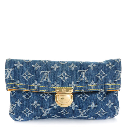 Louis Vuitton Monogram Denim Pochette Plat Clutch Blue 1 of 7