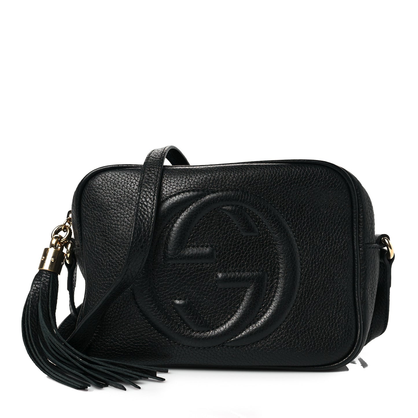 Pebbled Calfskin Small Soho Disco Bag Black