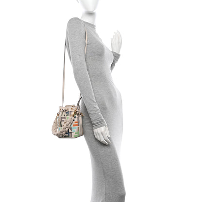 Fendi Canvas Vitello Grace F is Fendi FF Multicolor Embroidered Mini Mon Tresor Bucket Bag Grezzo Multicolor Latte 2 of 13