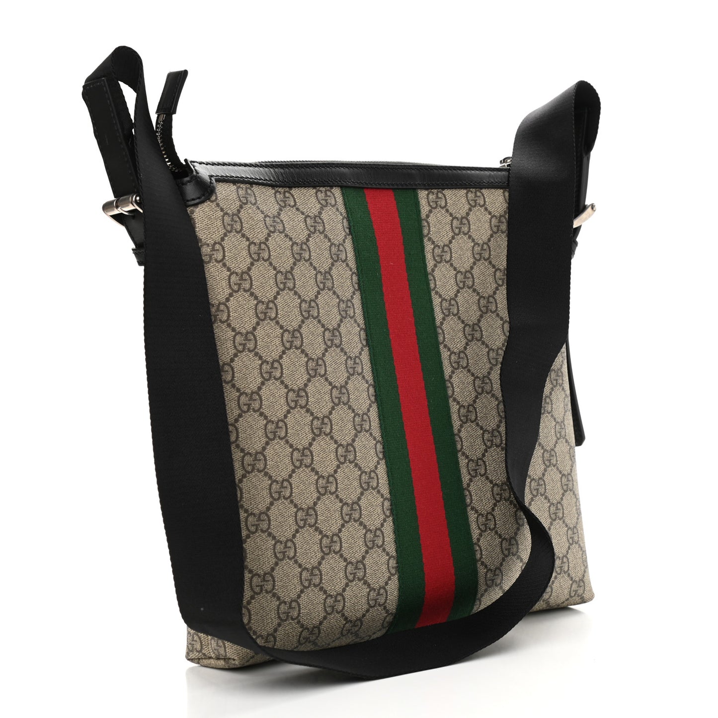 GG Supreme Monogram Web Messenger Bag Black