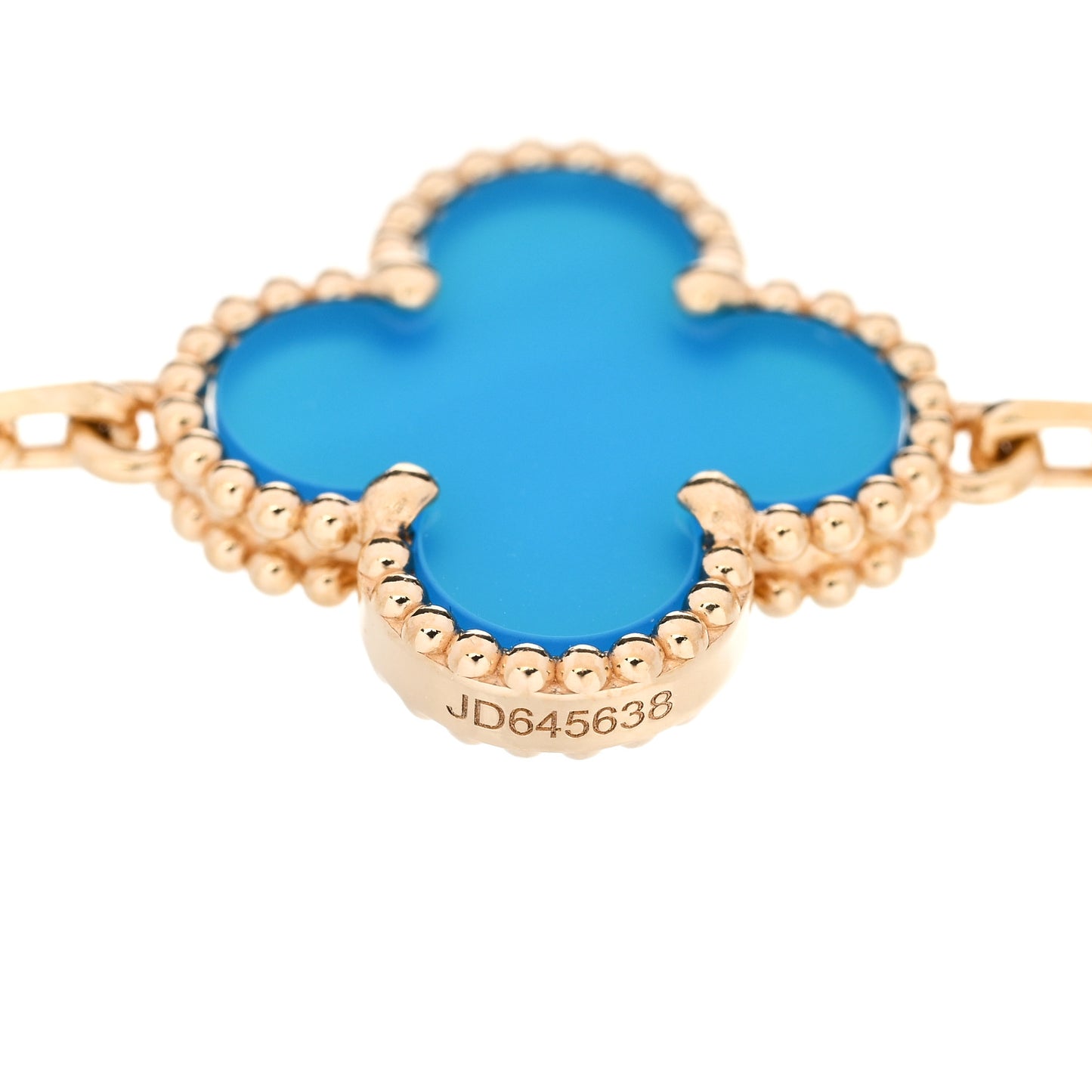 18K Yellow Gold Blue Agate 5 Motifs Vintage Alhambra Bracelet