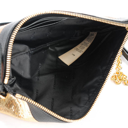 Burberry House Check Sequin Peyton Crossbody Clutch Bag Gold Black 5 of 9