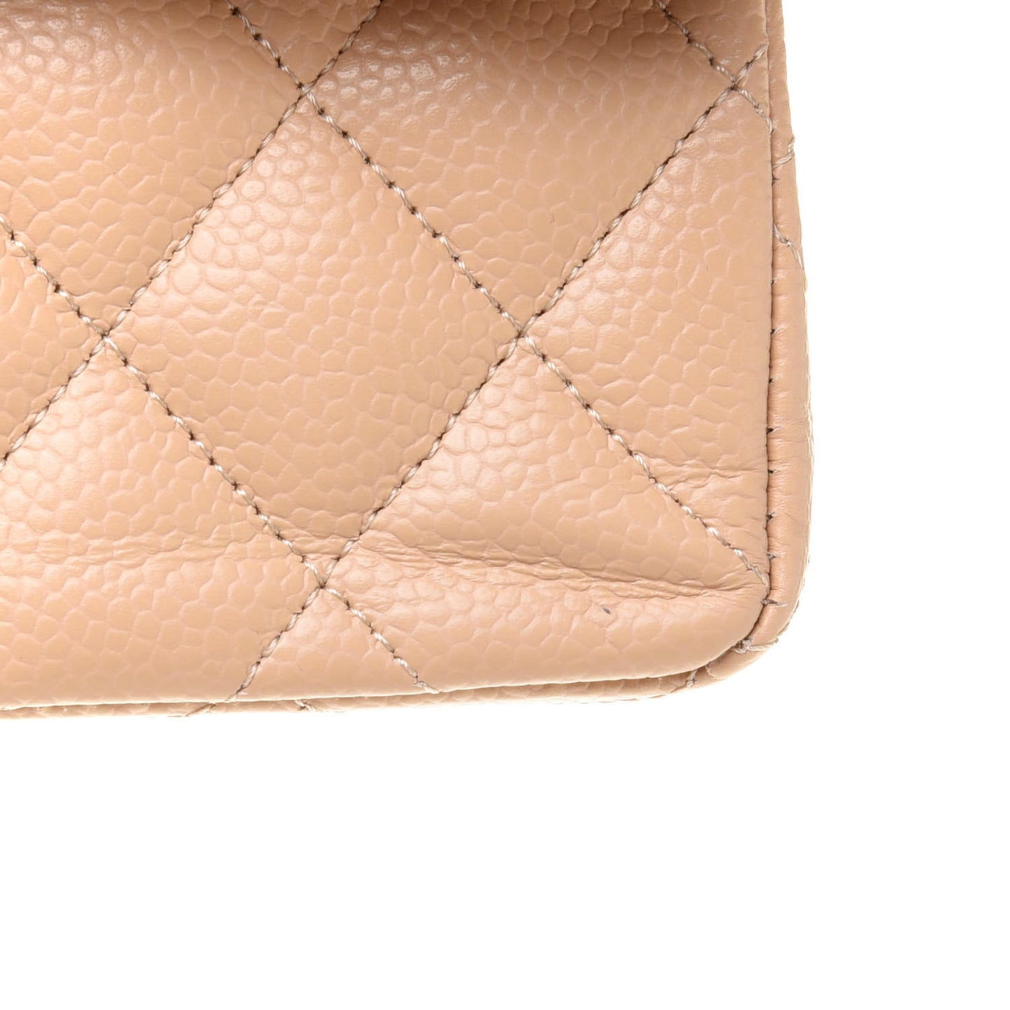Caviar Quilted Small Double Flap Beige