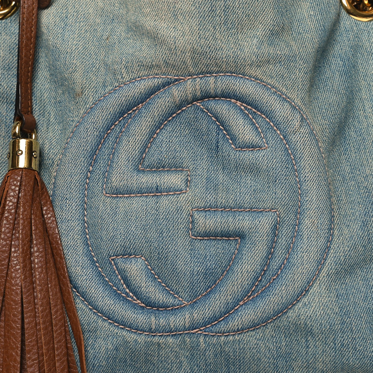Denim Medium Soho Chain Shoulder Bag Blue