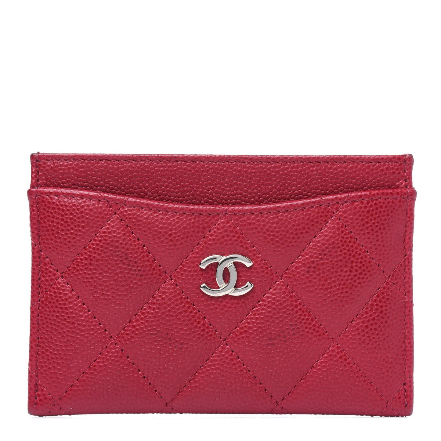 Caviar Quilted Card Holder Red