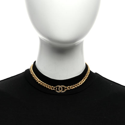 Chanel Crystal Chain Link CC Choker Necklace Gold 5 of 5